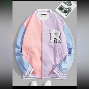 Manfinity Sporsity Men Colorblock Letter Patched Striped Trim Varsity